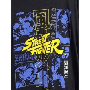 Street Fighter Graphic Print Jersey Knit T-Shirt Mens 2XL Long Sleeve Grunge Y2K